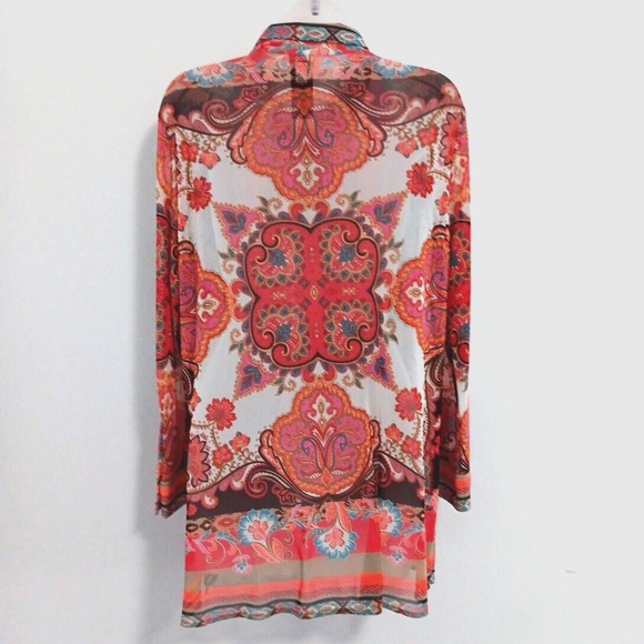 Chico's Travelers Tunic‎ Top 12/14 Large Lightweight Paisley Stretch Boho Bright - Picture 5 of 12